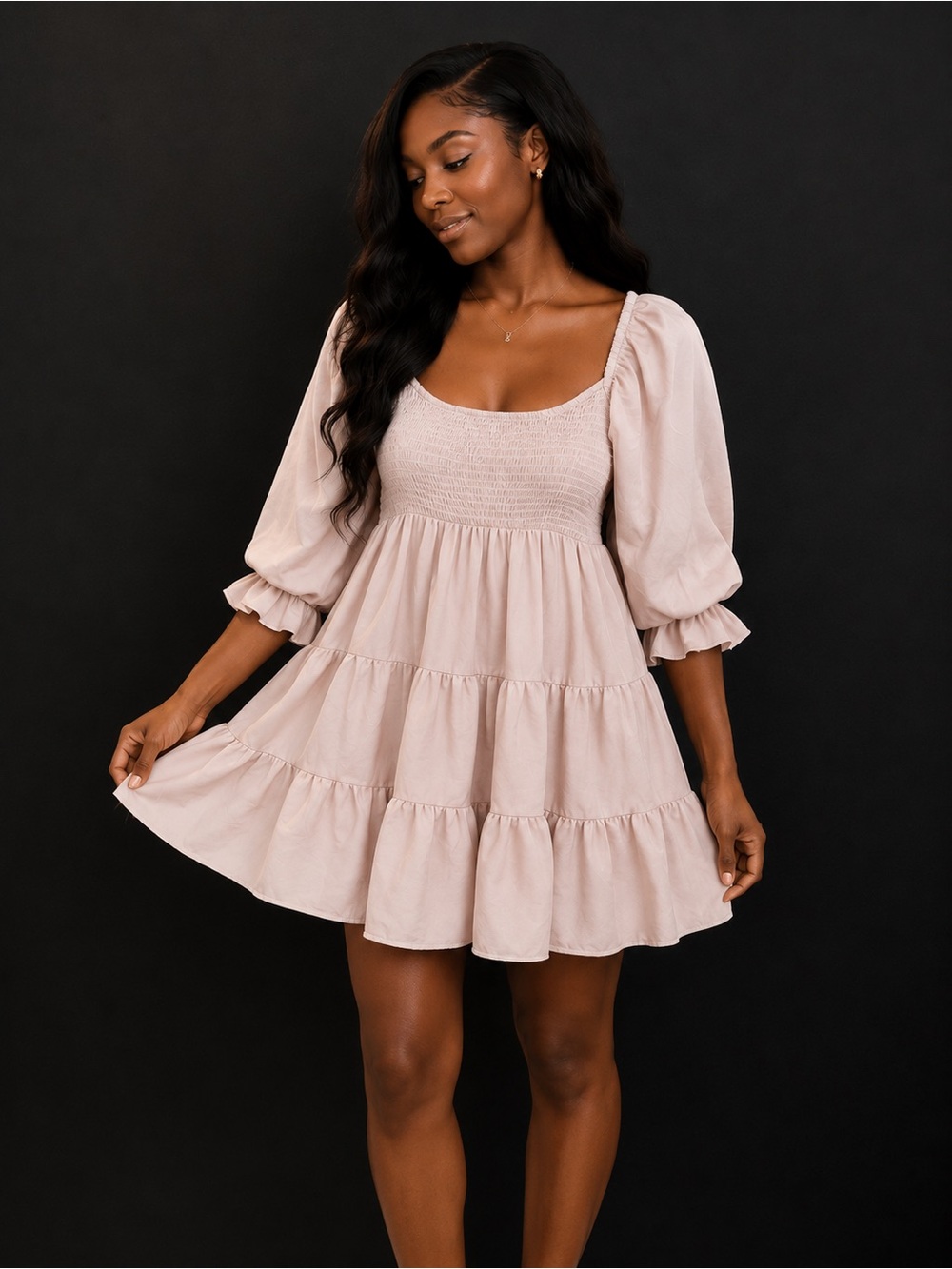 Fashion Nova Beige Babydoll dress